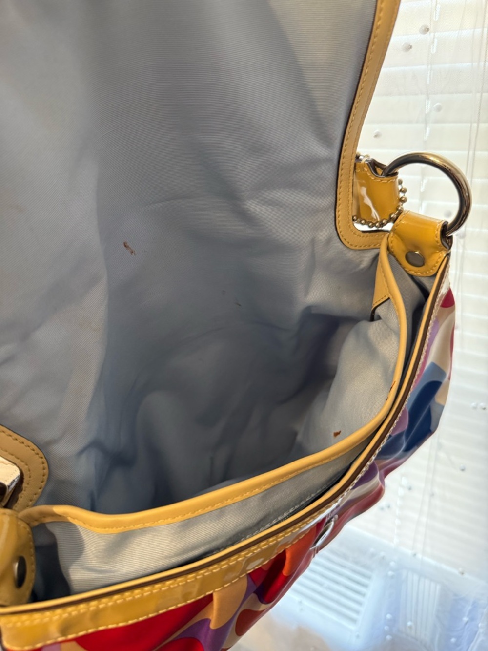 Coach Multicolor Signature Shoulder Bag with Yellow Trim - Picture 4 of 6